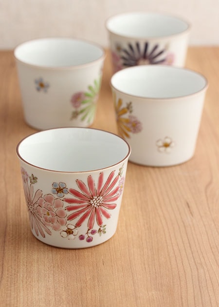 【預訂】日本製 九谷燒色繪遊手繪花茶杯
