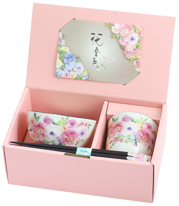 【預訂】日本製 花音色飯碗茶杯套裝