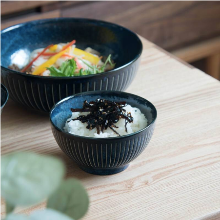 【預訂】日本製 靛藍十草圓飯碗
