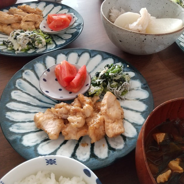 【預訂】日本製 復古藍花意粉皿